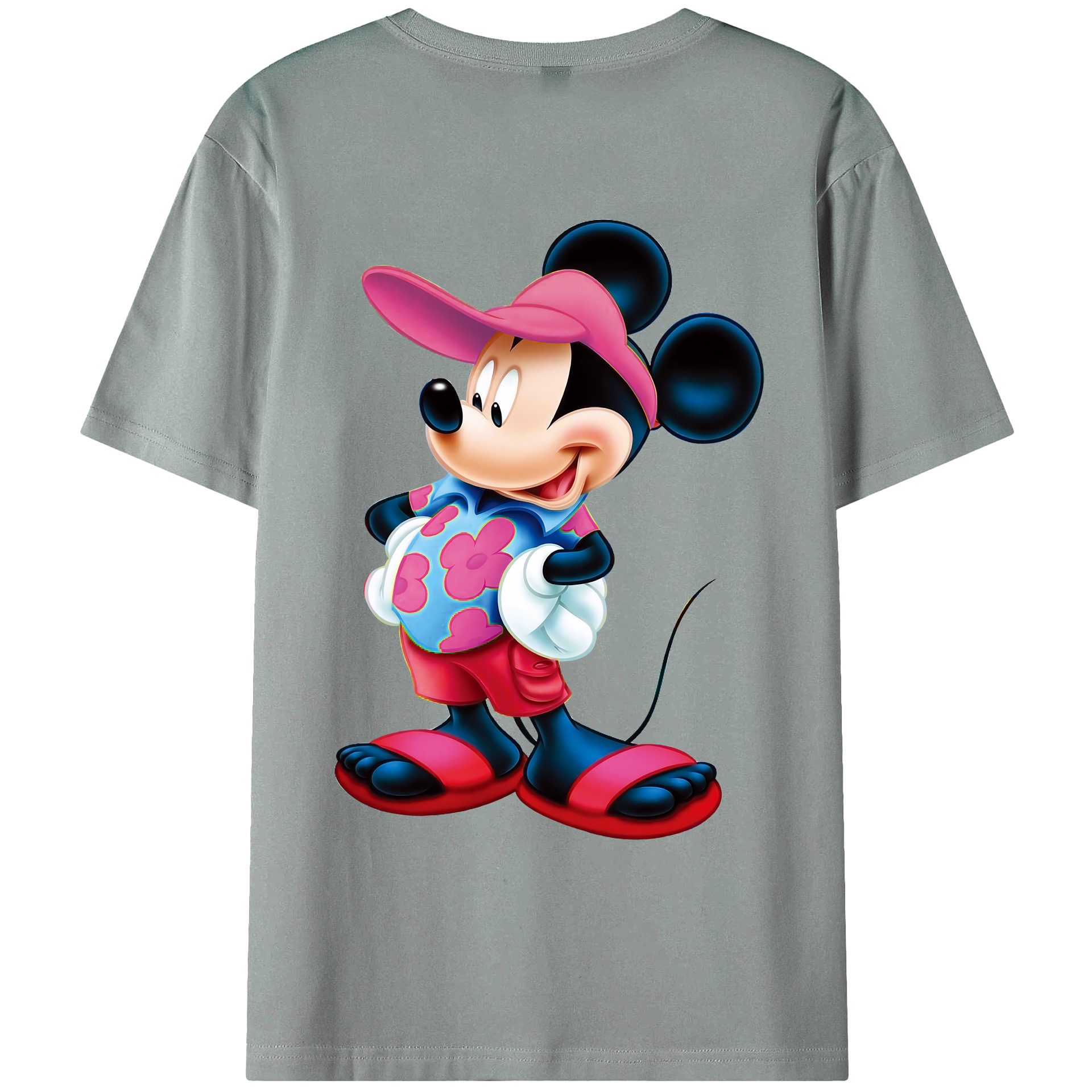 （画像用） ミッキーマウス Mickey Mouse 綿100％ メンズ半袖Tシャツ（バックプリント） 通気性